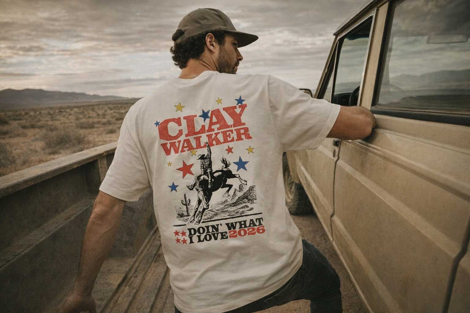 Doin' What I Love - Buckin' Bronco Tee (Blue / Red)